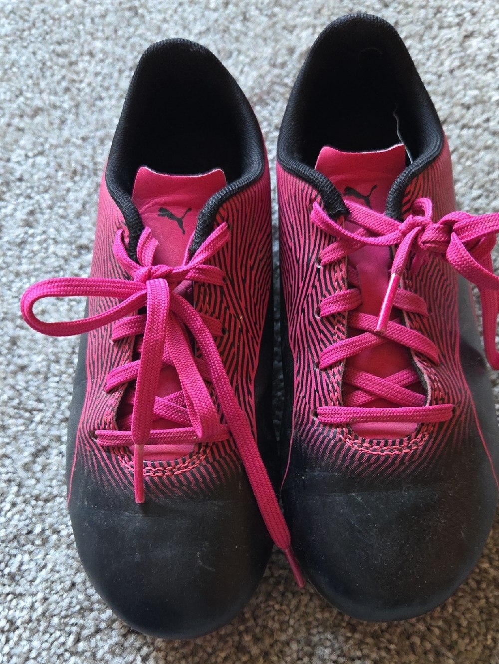 Puma Girl's Hot Pink and Black Cleats